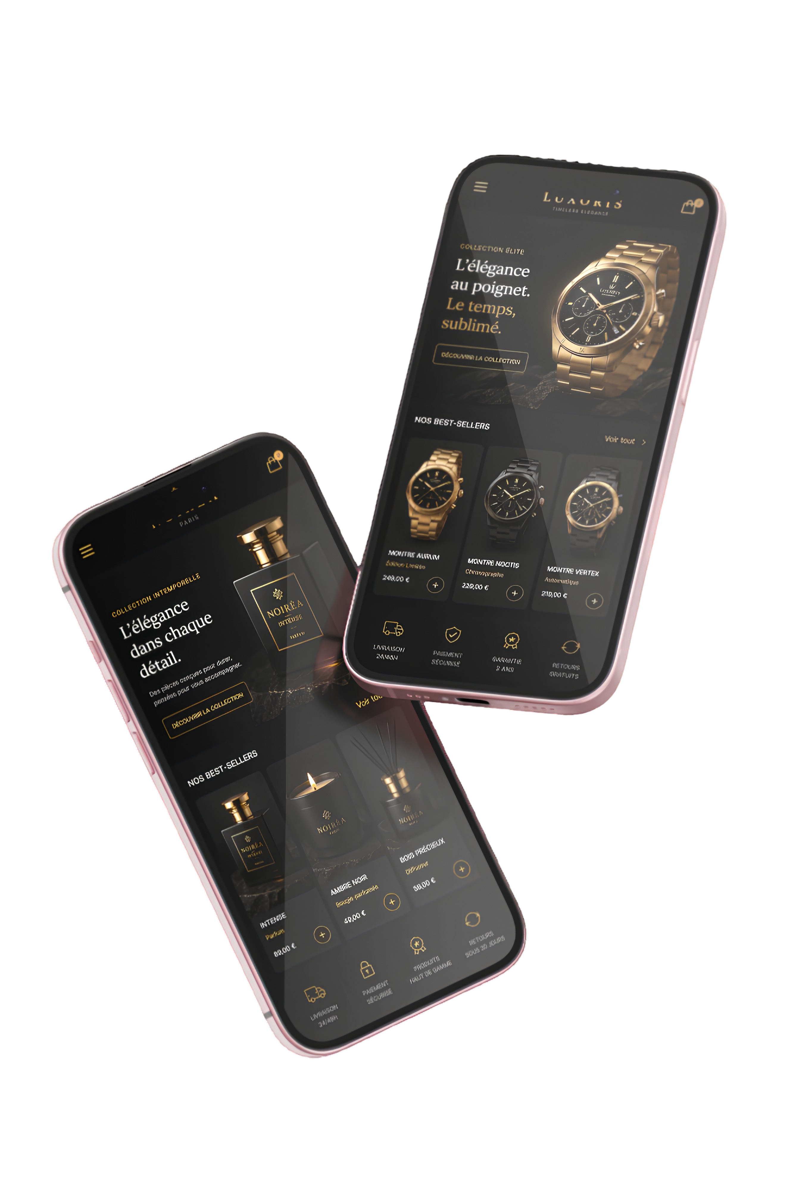 Mockups iPhone de boutiques Shopify premium