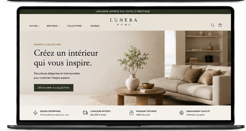 Boutique Shopify maison décoration